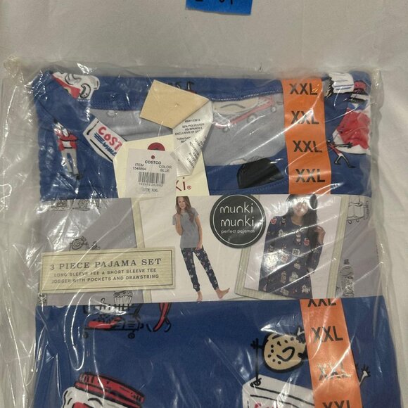Munki Munki Costco 3-Piece Pajama Set Blue Women's Size 2XL - Picture 3 of 3